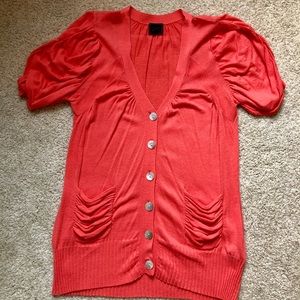 Colour Works coral ruched cardigan